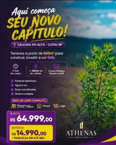 Lote/Terreno à venda, 500m² no Recreio Topázio (Caucaia do Alto), Cotia