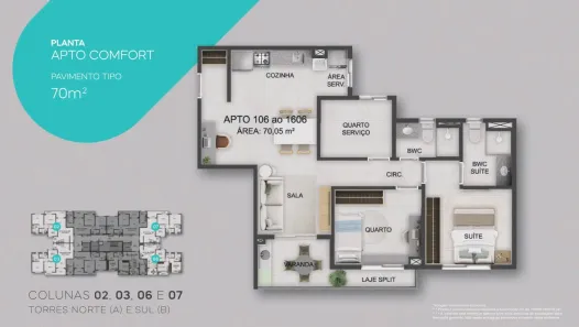 Apartamento com 3 Quartos à venda, 70m² no Candelária, Natal