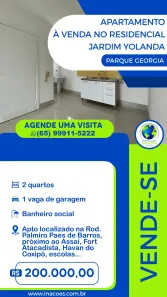 Apartamento com 2 Quartos à venda, 43m² no Vista Alegre, Cuiabá