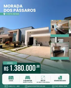 Casa de Condomínio com 3 Quartos à venda, 180m² no Ponta Negra, Manaus