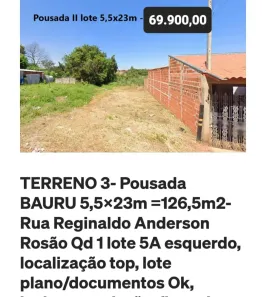 Lote/Terreno à venda, 127m² no Pousada da Esperança II, Bauru