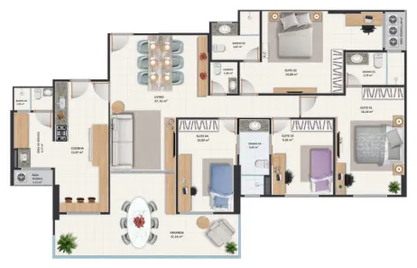 Apartamento com 4 Quartos para alugar, 155m² no Itapuã, Vila Velha