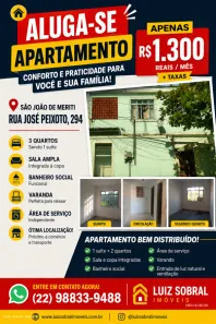 Apartamento com 3 Quartos para alugar, 100m² no Centro, São João de Meriti