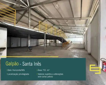 Galpão/Depósito/Armazém para alugar, 751m² no Santa Inês, Belo Horizonte