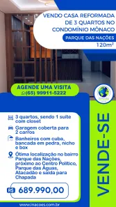 Casa de Condomínio com 3 Quartos à venda, 120m² no Parque Residencial das Nações Indígenas, Cuiabá