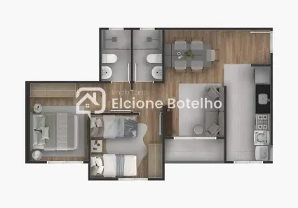 Apartamento com 2 Quartos à venda, 47m² no Residencial Fruta do Conde, Uberlândia
