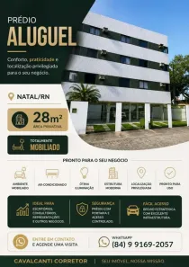 Apartamento com 1 Quarto para alugar, 28m² no Lagoa Nova, Natal