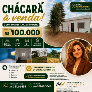 Fazenda/Sítio com 2 Quartos à venda, 84m² no Dias Tavares, Juiz de Fora