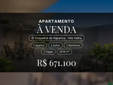 Apartamento com 2 Quartos à venda, 56m² no Coqueiral de Itaparica, Vila Velha