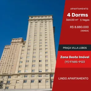 Apartamento com 4 Quartos à venda, 364m² no Jardim Universidade Pinheiros, São Paulo
