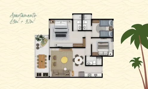 Apartamento com 2 Quartos à venda, 63m² no , Ipojuca