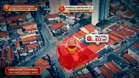 Lote/Terreno à venda, 833m² no Vila Santo Estéfano, São Paulo