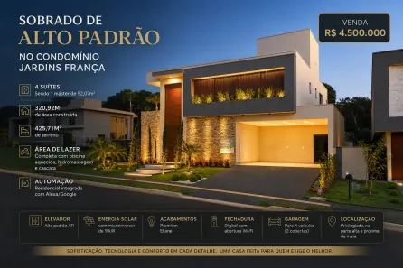 Casa de Condomínio com 4 Quartos à venda, 320m² no Jardins França, Goiânia