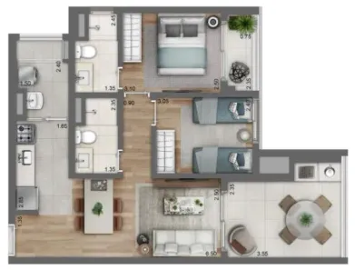 Apartamento com 2 Quartos à venda, 70m² no Perdizes, São Paulo