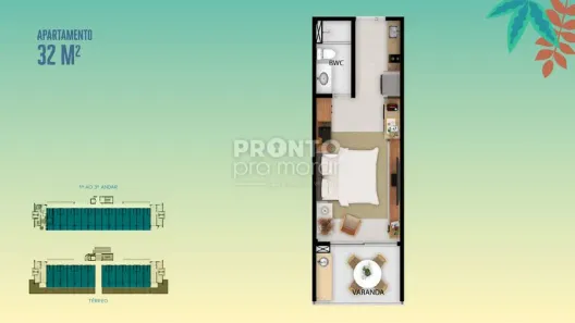Flat com 1 Quarto à venda, 31m² no , Tamandaré