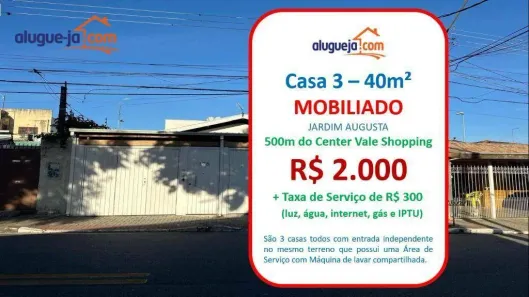 Casa com 1 Quarto para alugar, 40m² no Jardim Augusta, São José dos Campos