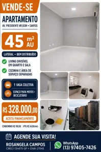 Apartamento com 1 Quarto à venda, 45m² no José Menino, Santos