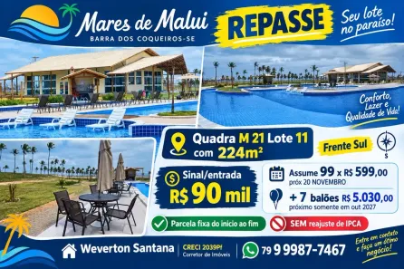 Lote/Terreno à venda, 224m² no Zona de Expansão Capua, Barra dos Coqueiros