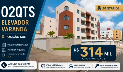 Apartamento com 2 Quartos à venda, 65m² no Bancários, João Pessoa