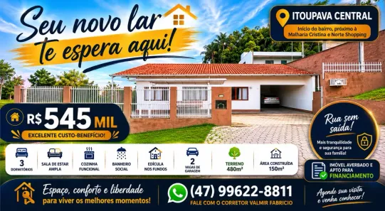 Casa com 3 Quartos à venda, 150m² no Itoupavazinha, Blumenau