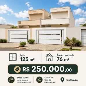 Casa com 2 Quartos à venda, 76m² no Loteamento Bertaville, Palmas