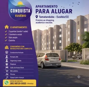 Apartamento com 2 Quartos para alugar, 45m² no Tamatanduba, Eusébio