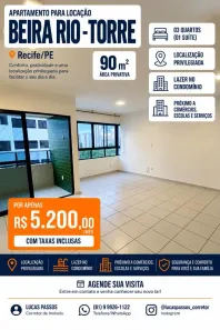 Apartamento com 3 Quartos para alugar, 90m² no Torre, Recife