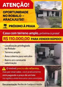 Casa com 2 Quartos à venda, 60m² no Robalo, Aracaju