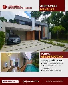 Casa de Condomínio com 4 Quartos à venda, 212m² no Ponta Negra, Manaus