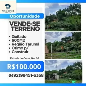 Lote/Terreno à venda, 600m² no Tarumã, Manaus