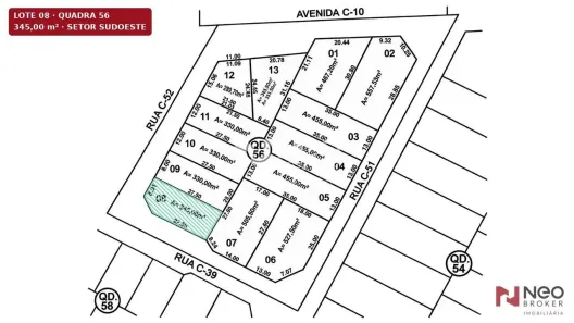 Lote/Terreno à venda, 345m² no Setor Sudoeste, Goiânia