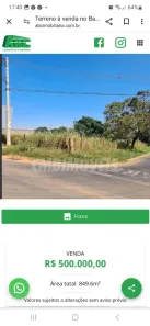 Lote/Terreno à venda, 850m² no Parque Residencial das Laranjeiras, Cosmópolis