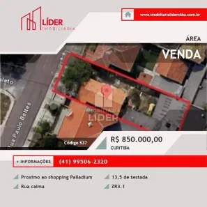 Lote/Terreno à venda, 539m² no Novo Mundo, Curitiba