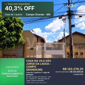 Casa com 1 Quarto à venda, 82m² no Vila São Jorge da Lagoa, Campo Grande