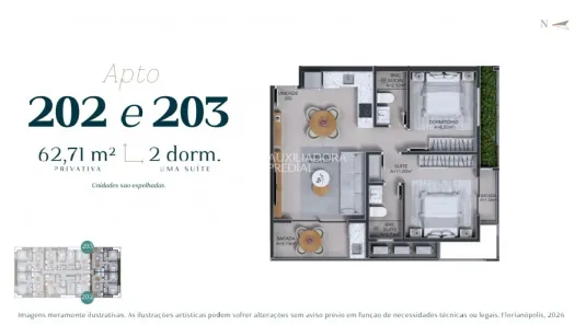 Apartamento com 2 Quartos à venda, 63m² no Campeche, Florianópolis