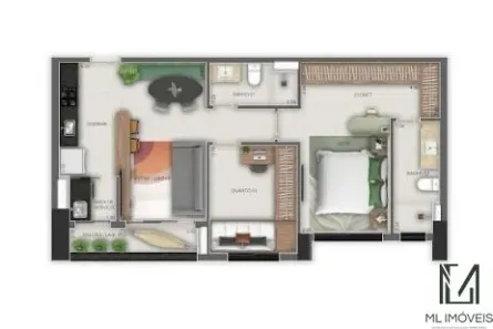 Apartamento com 2 Quartos à venda, 65m² no Setor Marista, Goiânia