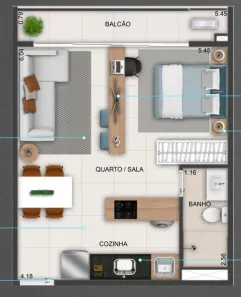 Flat com 1 Quarto à venda, 40m² no Setor Pedro Ludovico, Goiânia