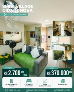Apartamento com 2 Quartos para venda ou aluguel, 66m² no Colônia Santo Antônio, Manaus