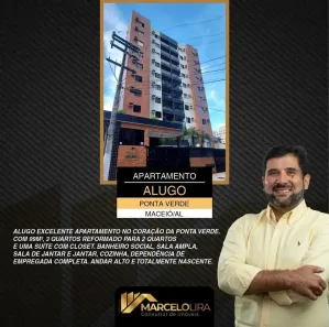 Apartamento com 3 Quartos para alugar, 86m² no Ponta Verde, Maceió