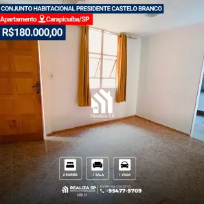 Apartamento com 2 Quartos à venda, 39m² no Conjunto Habitacional Presidente Castelo Branco, Carapicuíba