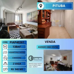 Apartamento com 4 Quartos à venda, 138m² no Pituba, Salvador