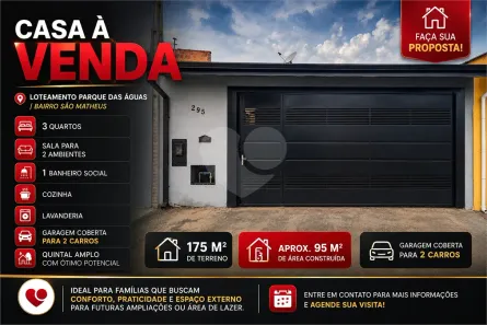 Casa com 3 Quartos à venda, 95m² no Vale do Sol, Piracicaba