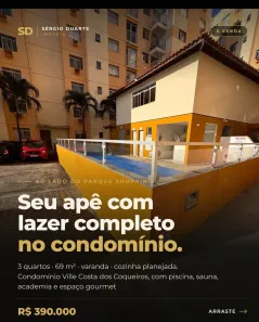 Apartamento com 3 Quartos à venda, 69m² no Aracuí, Lauro de Freitas