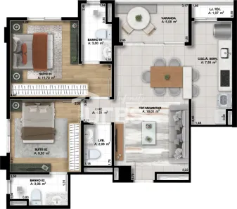 Apartamento com 2 Quartos à venda, 73m² no Setor Marista, Goiânia