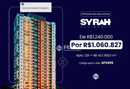 Apartamento com 3 Quartos à venda, 186m² no Loteamento Residencial e Comercial Bosque Flamboyant, Taubaté