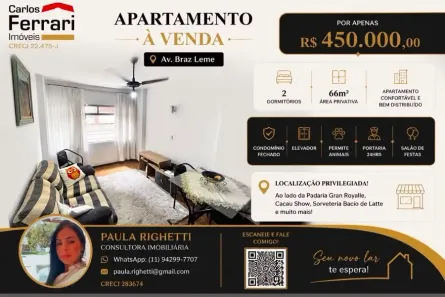 Apartamento com 2 Quartos à venda, 66m² no Santana, São Paulo