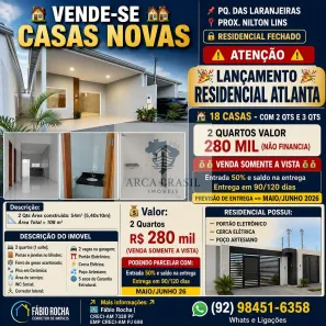 Casa de Condomínio com 2 Quartos à venda, 123m² no Flores, Manaus