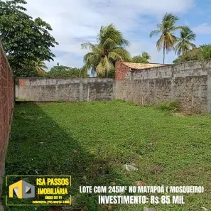Lote/Terreno à venda, 245m² no Mosqueiro, Aracaju