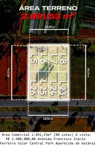 Lote/Terreno à venda, 2891m² no Residencial Solar Central Park, Aparecida de Goiânia