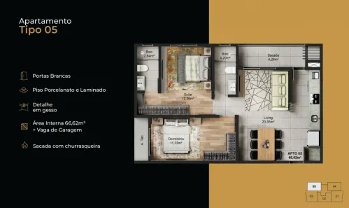 Apartamento com 2 Quartos à venda, 66m² no Gravatá, Navegantes